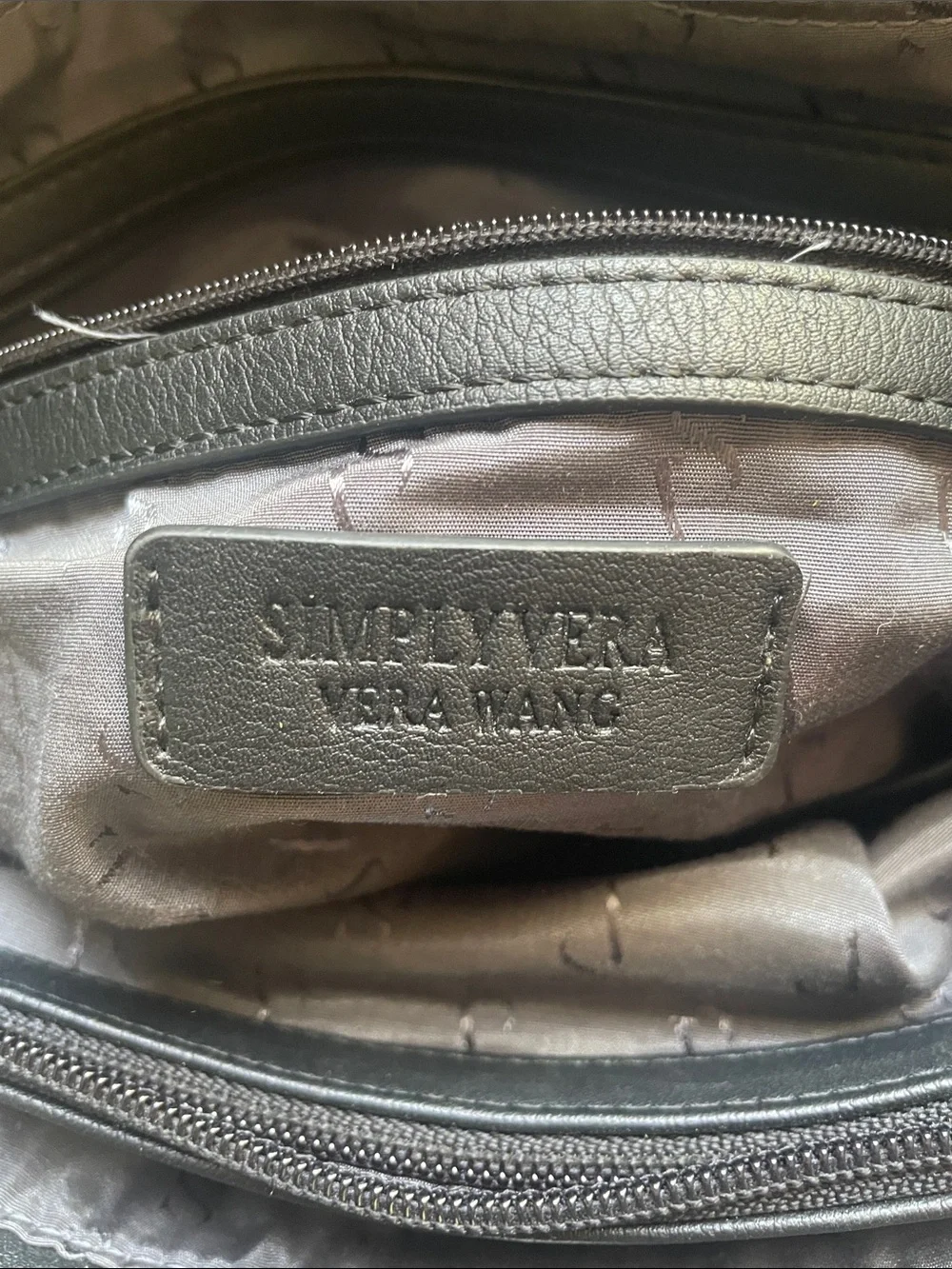 Simply Vera Wang Taupe and Black Two-Tone Tote with Chain Handles
